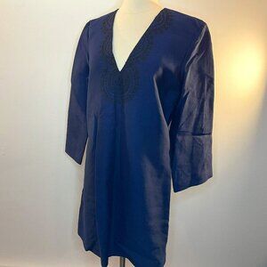 C. WONDER Women's Indigo Blue V-Neck Embellished Dress- Size 10 - NWT $178